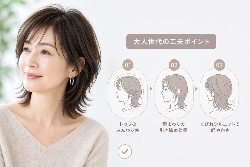 40代・50代の若見えウルフボブに必要な大人世代向けの工夫