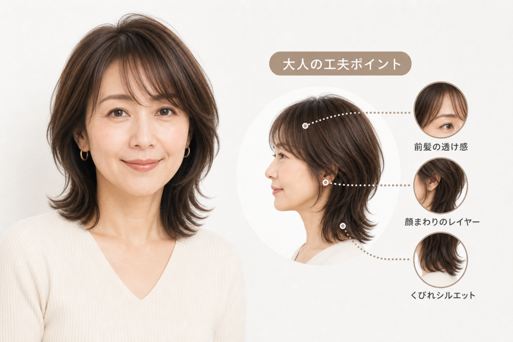 40代・50代の若見えウルフボブに必要な大人世代向けの工夫