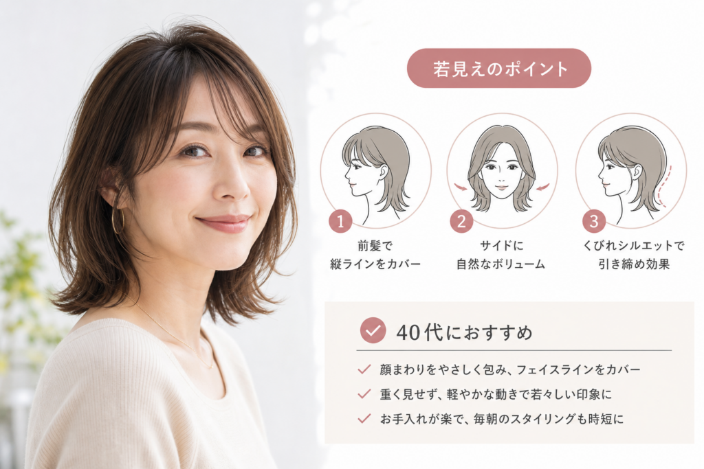 40代向け!面長や老け顔から脱却する若見え髪型の実例とポイント