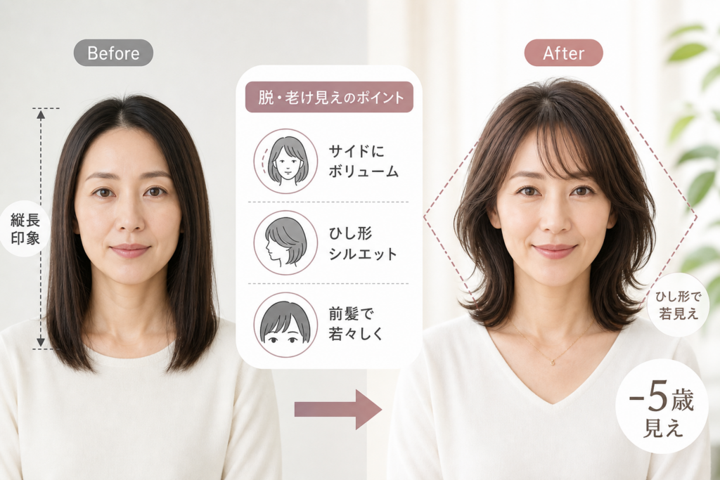40代向け!面長や老け顔から脱却する若見え髪型の実例とポイント