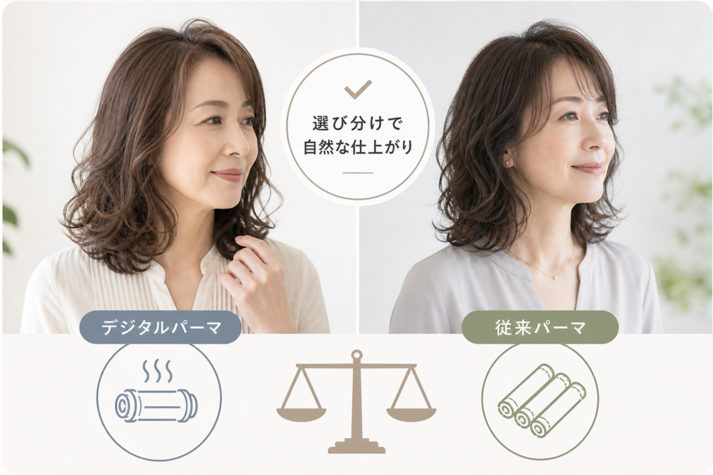 50代に最適なパーマの種類：デジタルパーマと従来パーマの選び分け