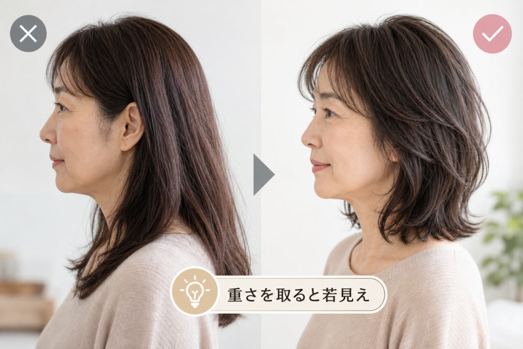 60代がやりがちなセミロングやロングの落とし穴!おばさんぽく見えない髪型のコツ