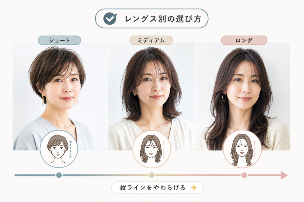 レングス別・40代面長が垢抜ける髪型選びのポイント