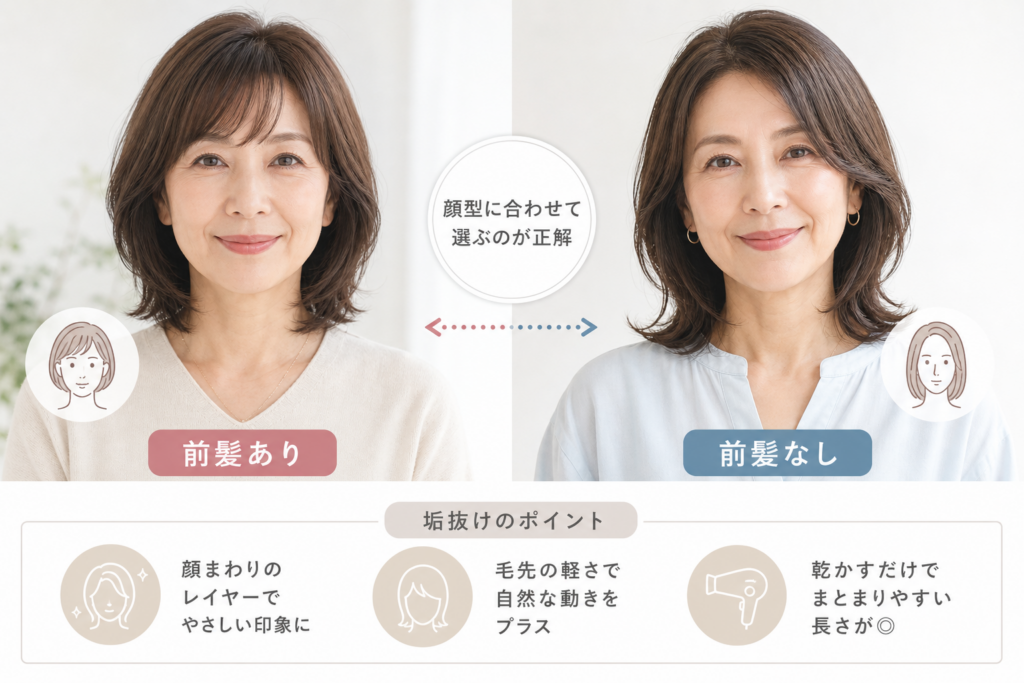 前髪ありか前髪なしか迷ったときの正解は？丸顔や面長でも垢抜けるミディアムボブ指南