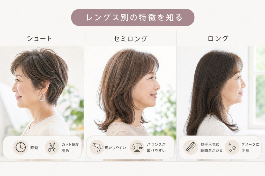 手入れが楽な髪型を選びたい60代がまず知るべき!レングス別リアルな現実