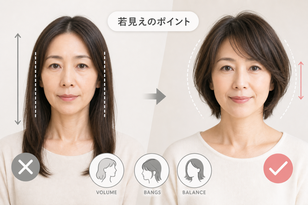 若く見える髪型とおばさんぽくない髪型の違い|プロ目線の解説