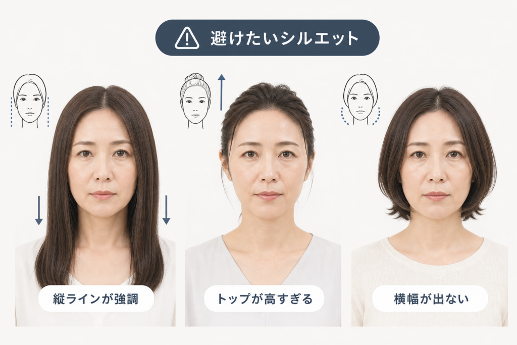 避けたい髪型パターン集!面長や老け顔が老けて見えてしまうシルエット設計の落とし穴