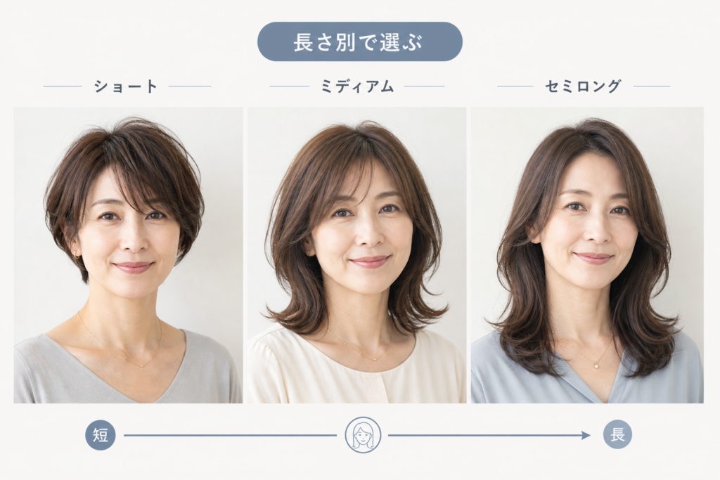長さ別で選ぶ50代面長向け髪型|ショート〜セミロング活用ガイド
