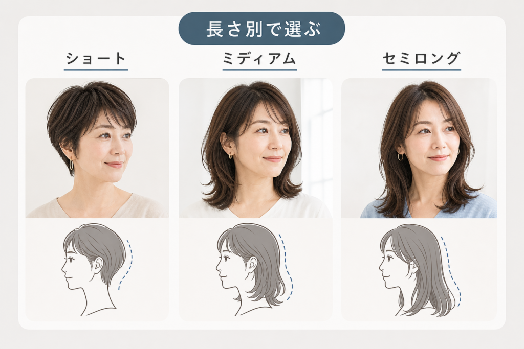 長さ別で選ぶ50代面長向け髪型|ショート〜セミロング活用ガイド