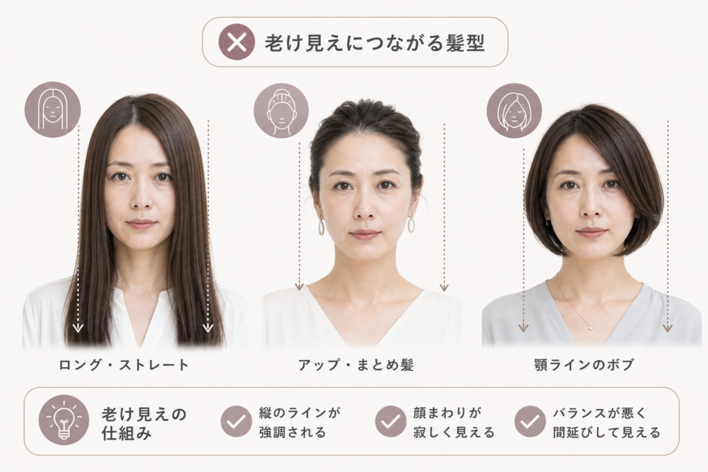面長の40代女性が避けるべき髪型パターンと老け見えの仕組み