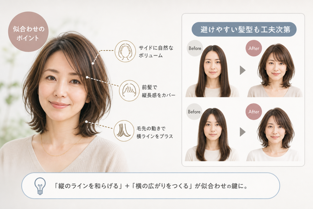 面長の人が避けやすい髪型でも似合う条件と例外テク