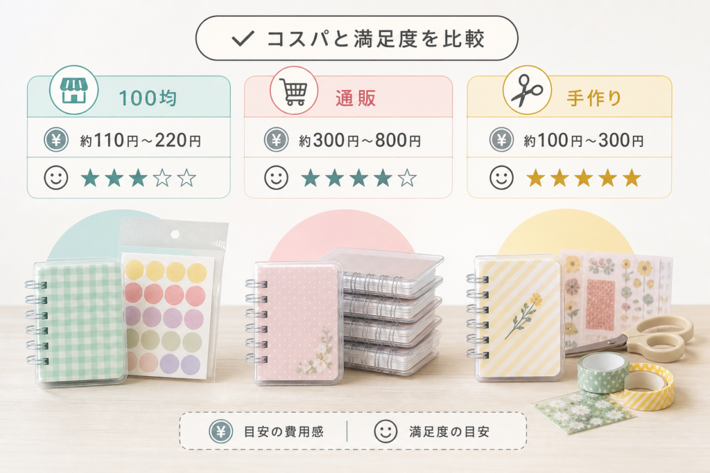 100均や通販や手作りでどう違う?ミニシール帳のコスパと満足度をリアル数字で比較