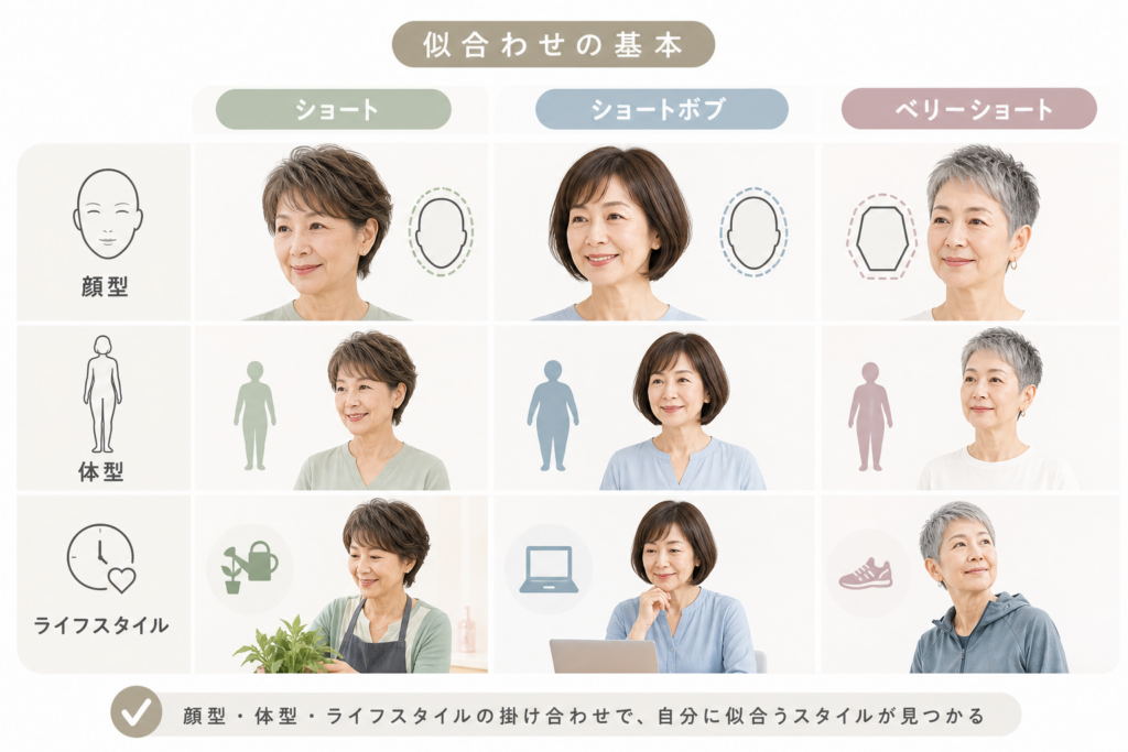 60代・70代に似合うショート・ショートボブ・ベリーショートを顔型×体型×ライフスタイルで選ぶ