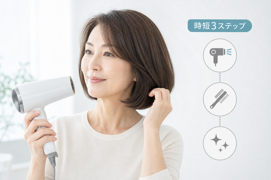 60歳が若く見えるボブは時短スタイリングが叶う｜毎朝ラクに仕上げるコツ