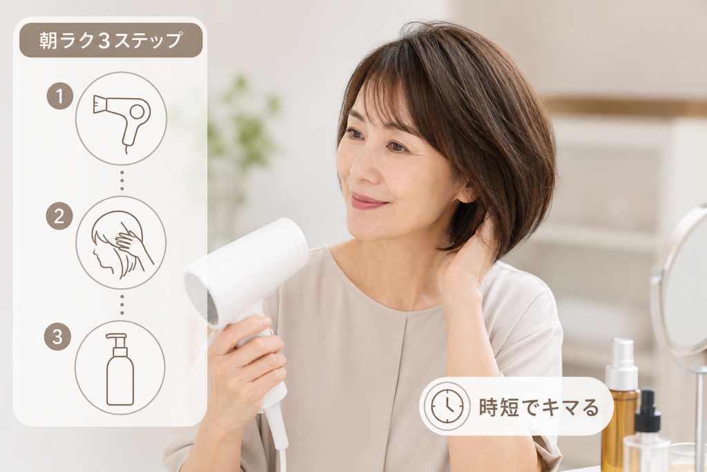 60歳が若く見えるボブは時短スタイリングが叶う｜毎朝ラクに仕上げるコツ
