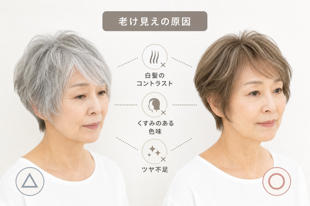 70代の白髪やカラー選びで老け見えを招く理由