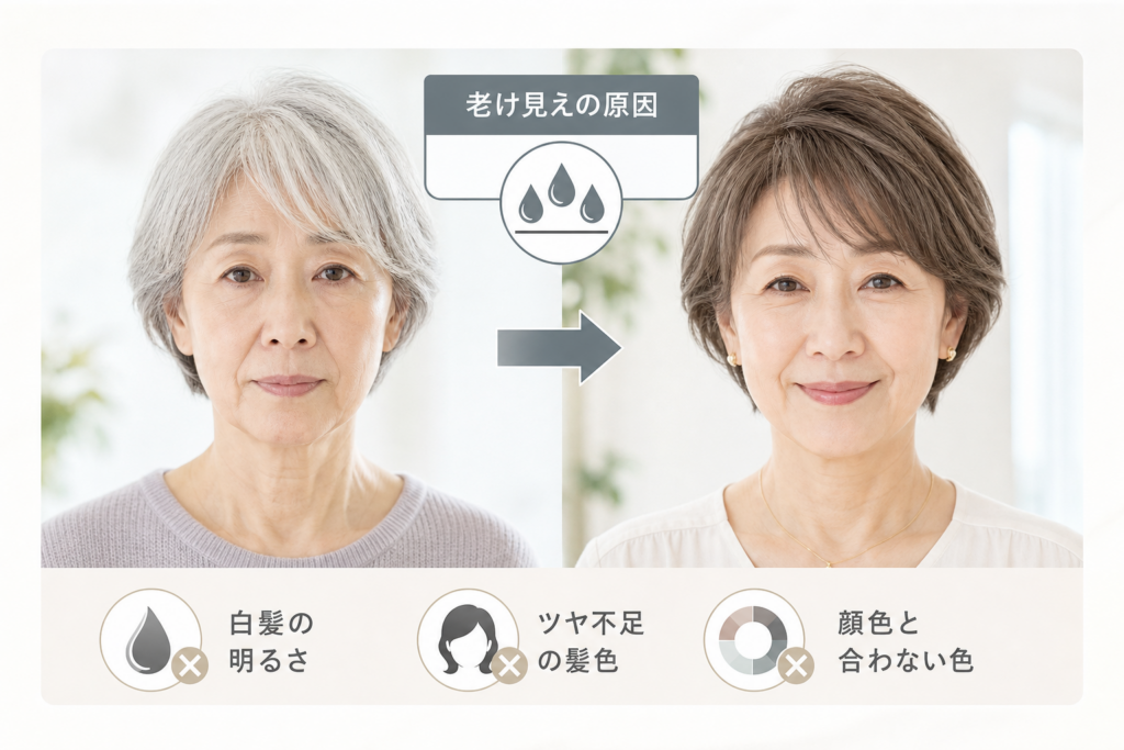 70代の白髪やカラー選びで老け見えを招く理由