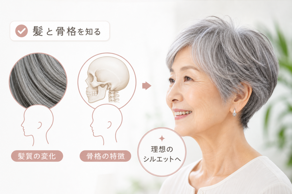 70代の髪・骨格を知るとショートで失敗しない!理想の70歳ショートヘアーへ