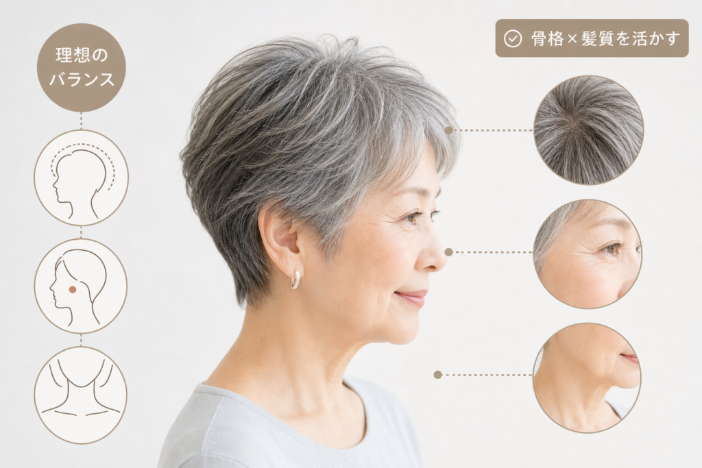 70代の髪・骨格を知るとショートで失敗しない!理想の70歳ショートヘアーへ