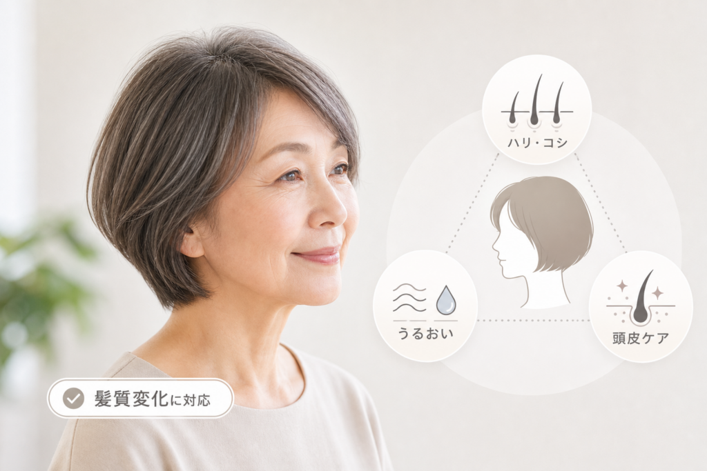 70代の髪質変化に対応した若見えボブのアプローチ
