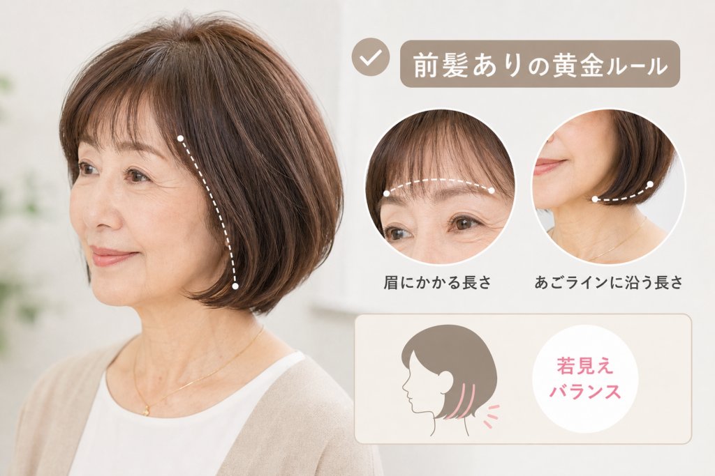 70代ボブカットで若見えする｜前髪ありの黄金ルールと長さの正解