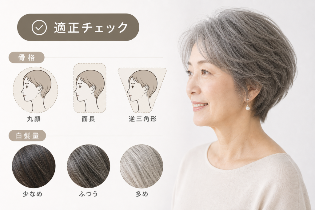 70歳に似合うショートボブの条件・骨格別や白髪量で判断する適正チェック