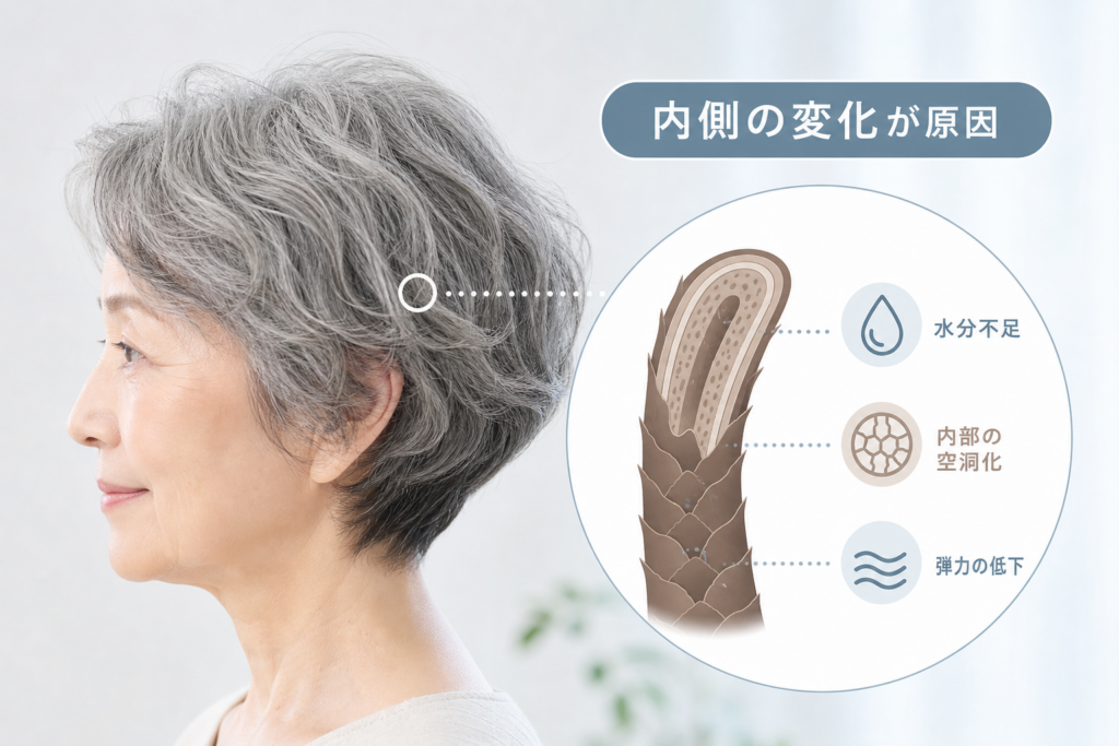 70歳のくせ毛ショートヘアが難しい本当の原因は髪の内側の変化
