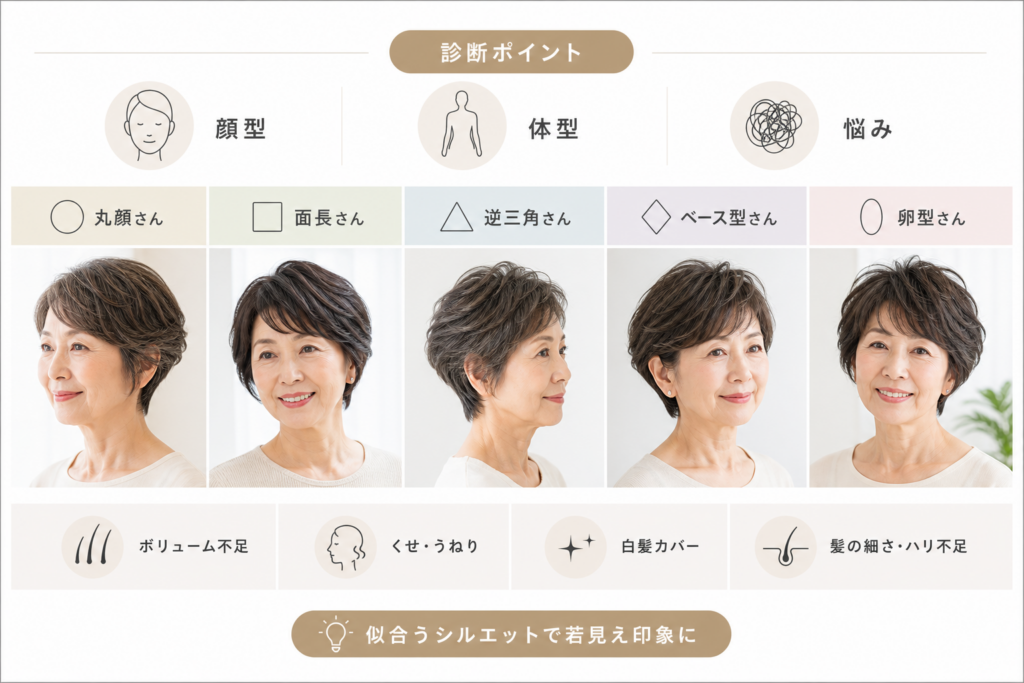 70歳のショートカット診断、顔型・体型・悩み別で選ぶスタイルとシルエット