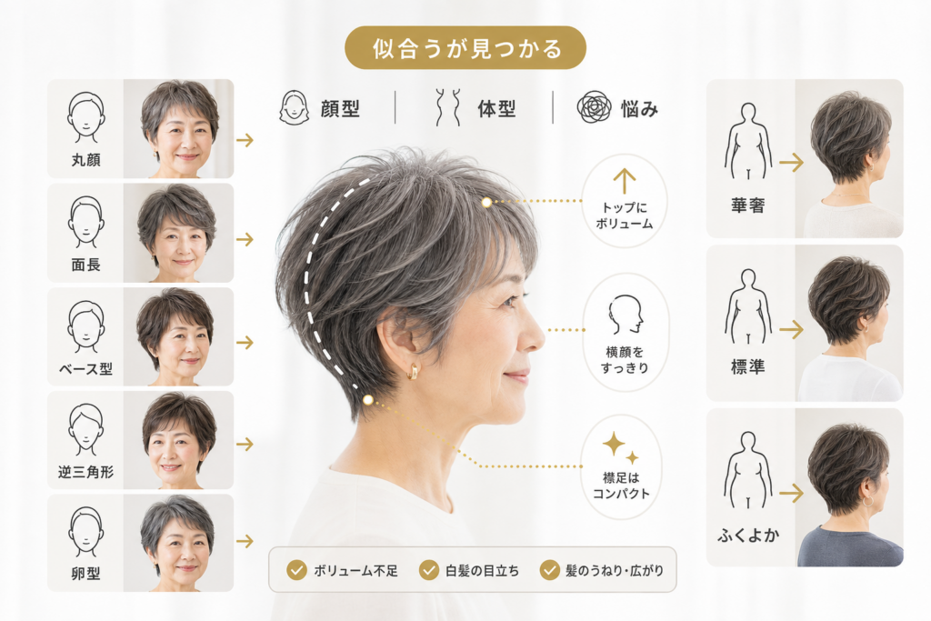 70歳のショートカット診断、顔型・体型・悩み別で選ぶスタイルとシルエット