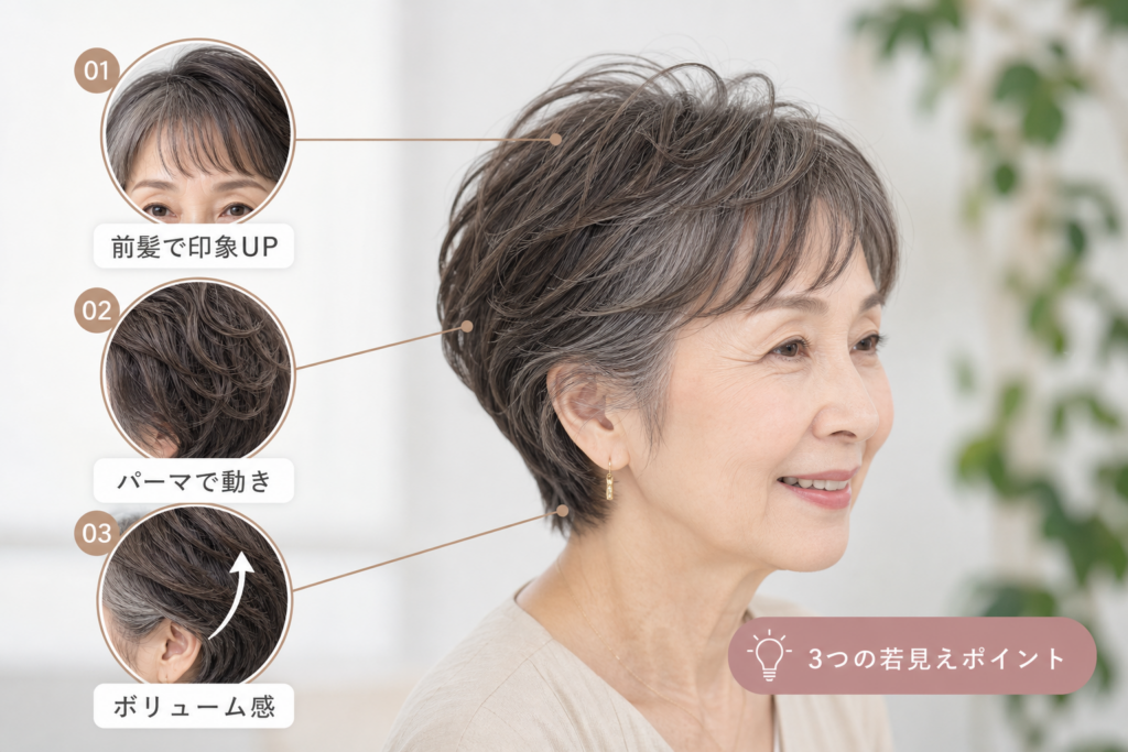 70歳のショートボブは前髪・パーマ・ボリュームで変わる若見えテクニック