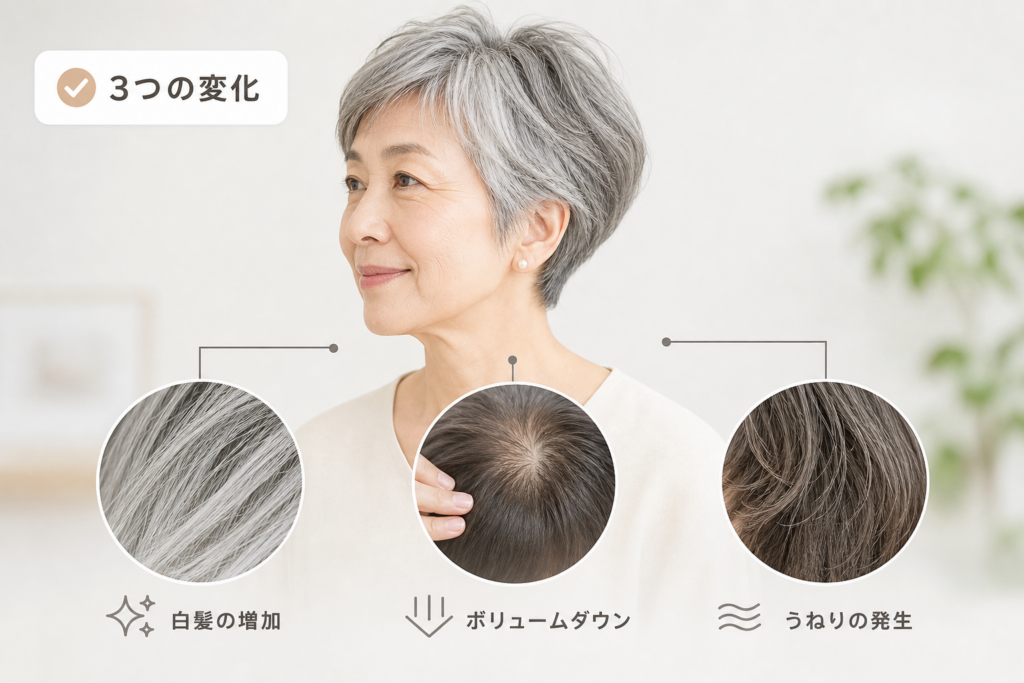 70歳の髪が変わる理由｜白髪・ボリュームダウン・うねりのプロ分析
