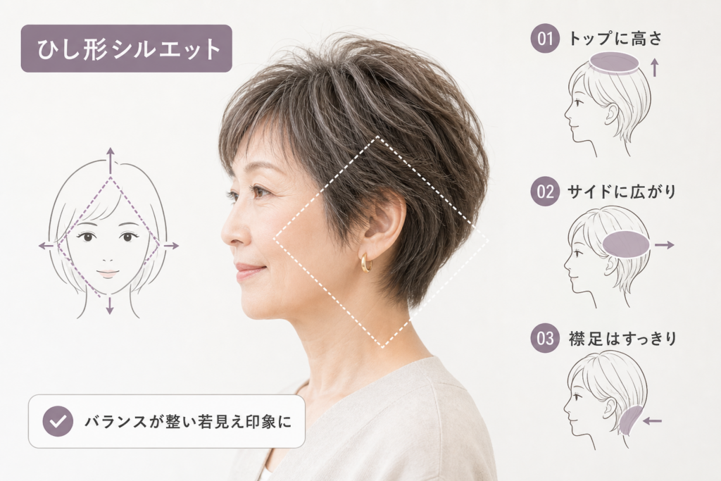 70歳ショートカットを失敗させない顔型別ひし形シルエットと設計