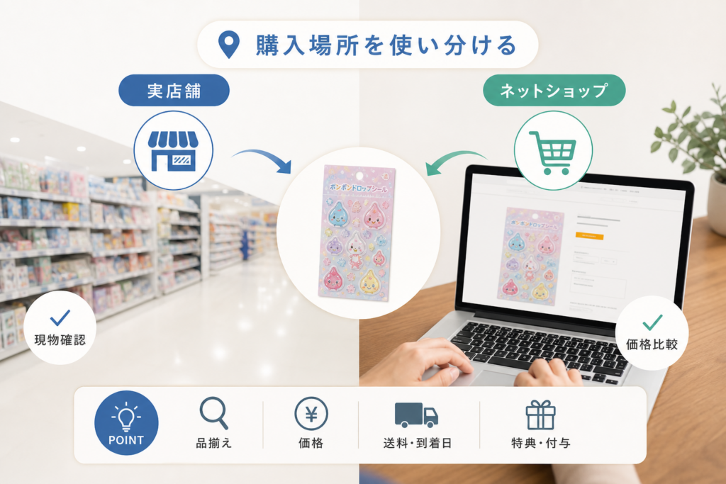 しずくちゃんボンボンドロップシールが買える場所と実店舗・ネット別の攻め方