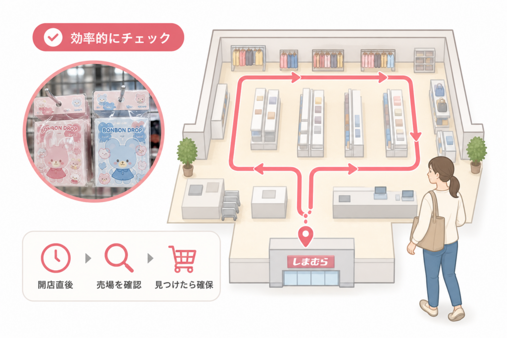 しまむら店舗でのボンボンドロップシール入手のための計画と回り方