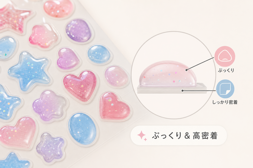 ぷっくり質感と粘着力の秘密！ドロップシールが人気の理由
