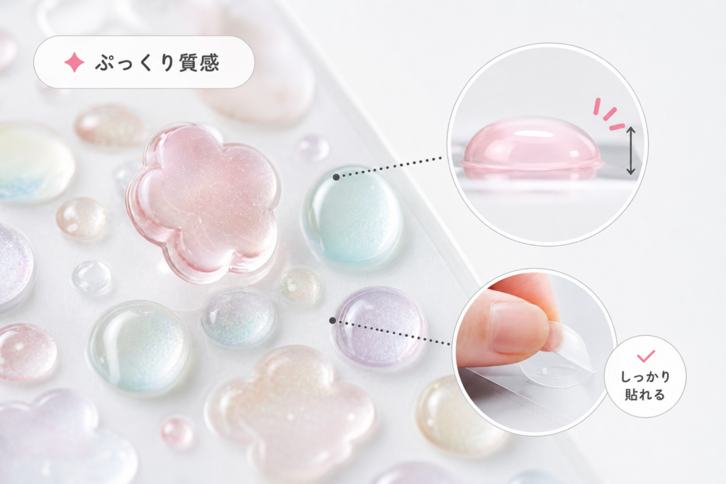 ぷっくり質感と粘着力の秘密！ドロップシールが人気の理由