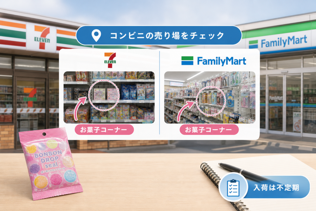 コンビニでボンボンドロップシール買える？セブンイレブン・ファミマの売ってる場所と入荷情報