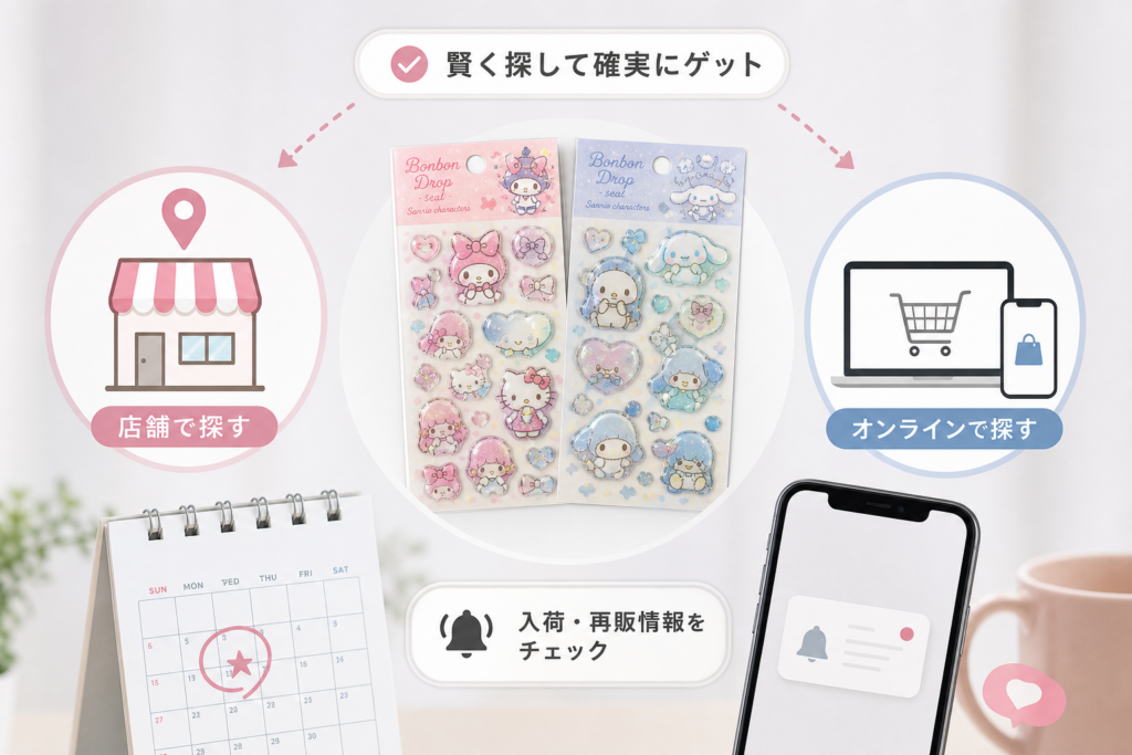 サンリオのボンボンドロップシール購入ガイド：店舗別入荷傾向とオンライン活用法