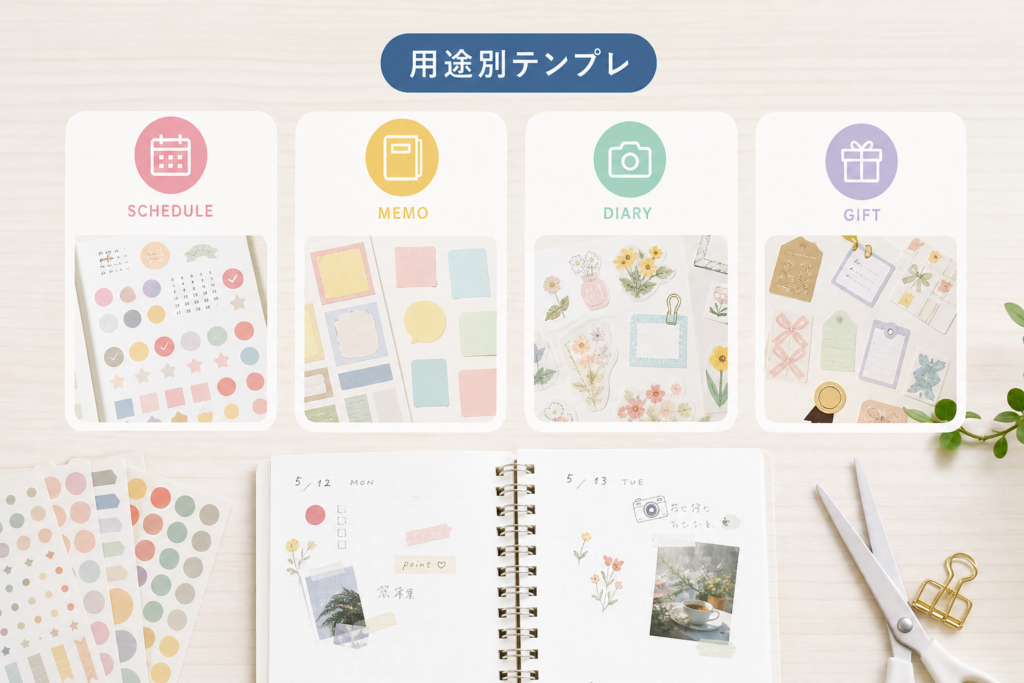 シール帳の中身を用途別に選ぶテンプレート