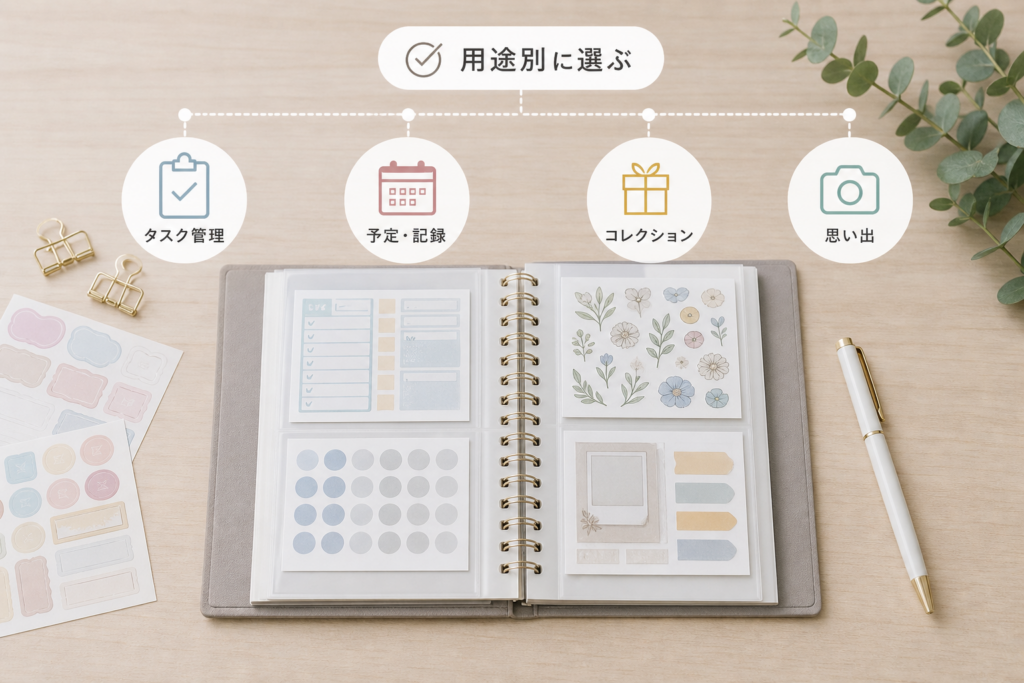 シール帳の中身を用途別に選ぶテンプレート