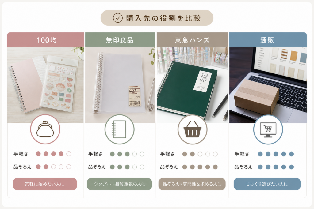 シール帳はどこで買うのが正解?100均・無印良品・東急ハンズ・通販の役割分担