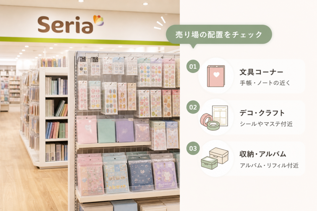 セリアのシール帳売り場の探し方―カテゴリーごとの配置パターン