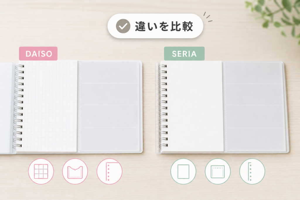ダイソーとセリアで何が違う？シール帳と台紙の特徴比較