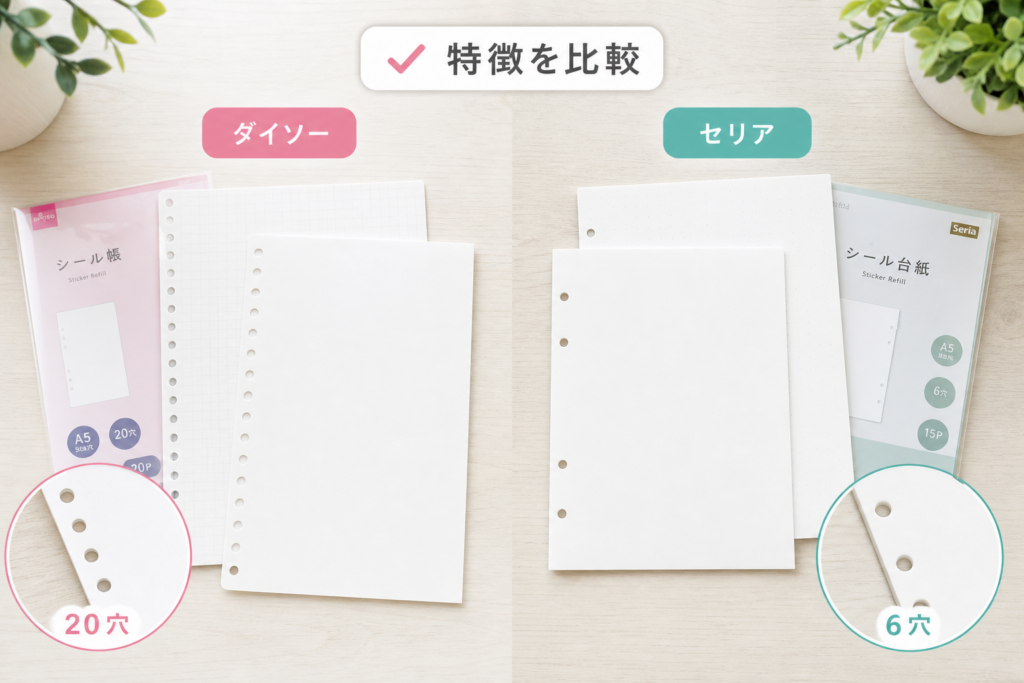 ダイソーとセリアで何が違う？シール帳と台紙の特徴比較