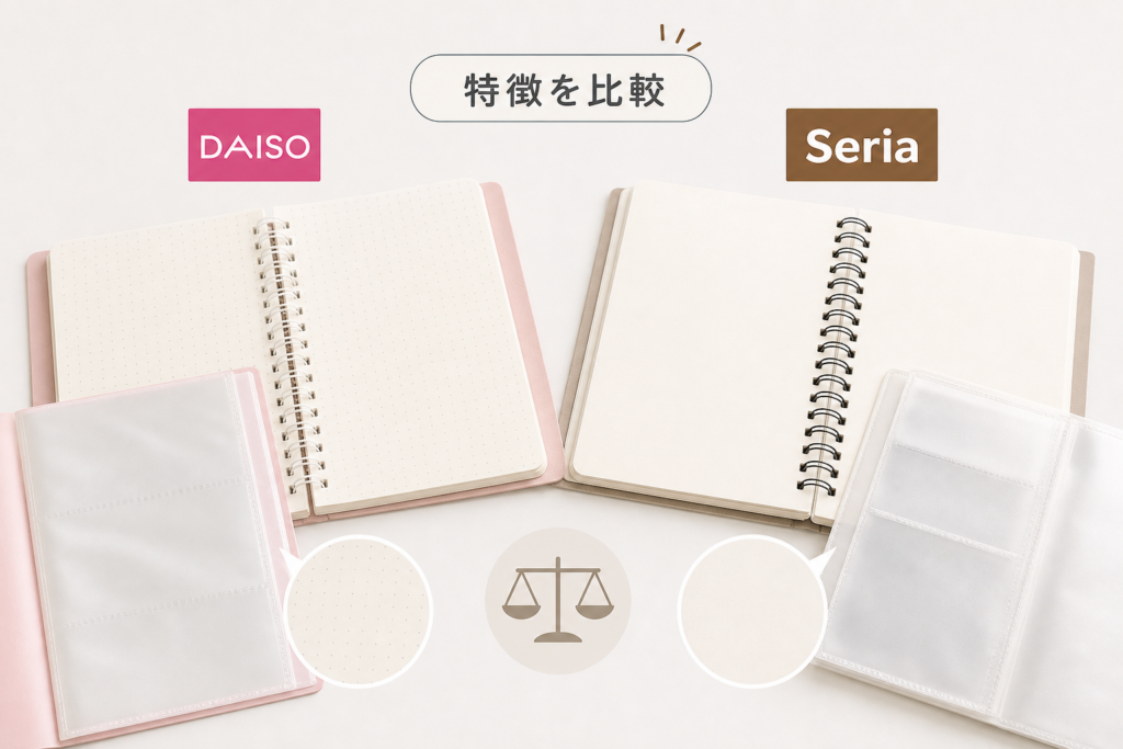 ダイソーとセリアで何が違う？シール帳と台紙の特徴比較