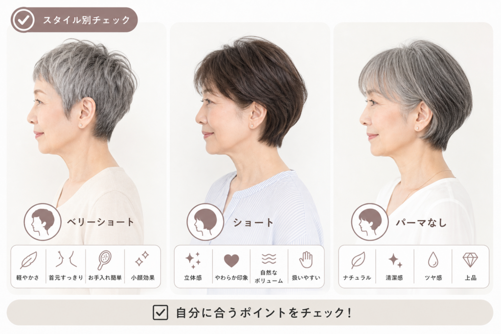 パーマなし？ベリーショート？70歳代で選ぶ新しい自分に出会えるヘアスタイル別チェックリスト