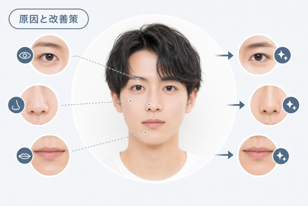 ブサイク判定の原因となるパーツと改善策