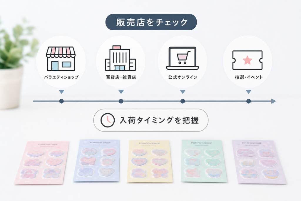 ポンポンドロップシールはどこで買える?販売店と入荷タイミングの実態
