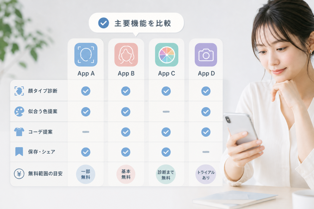 人気アプリの機能比較と無料でどこまで試せるか