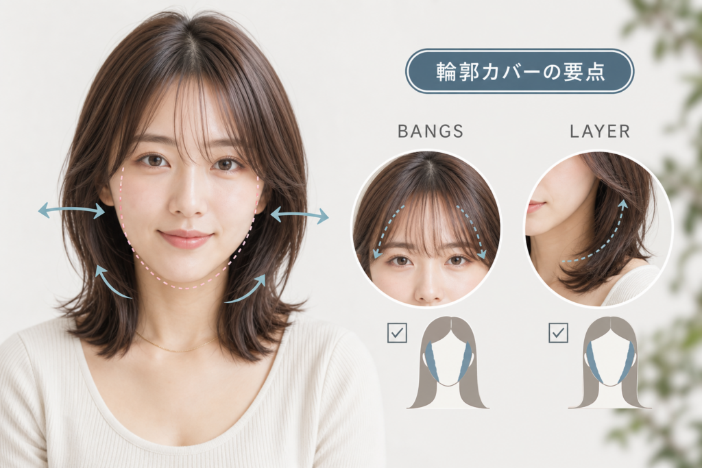 前髪とレイヤーで変わる顔型別カバーテク